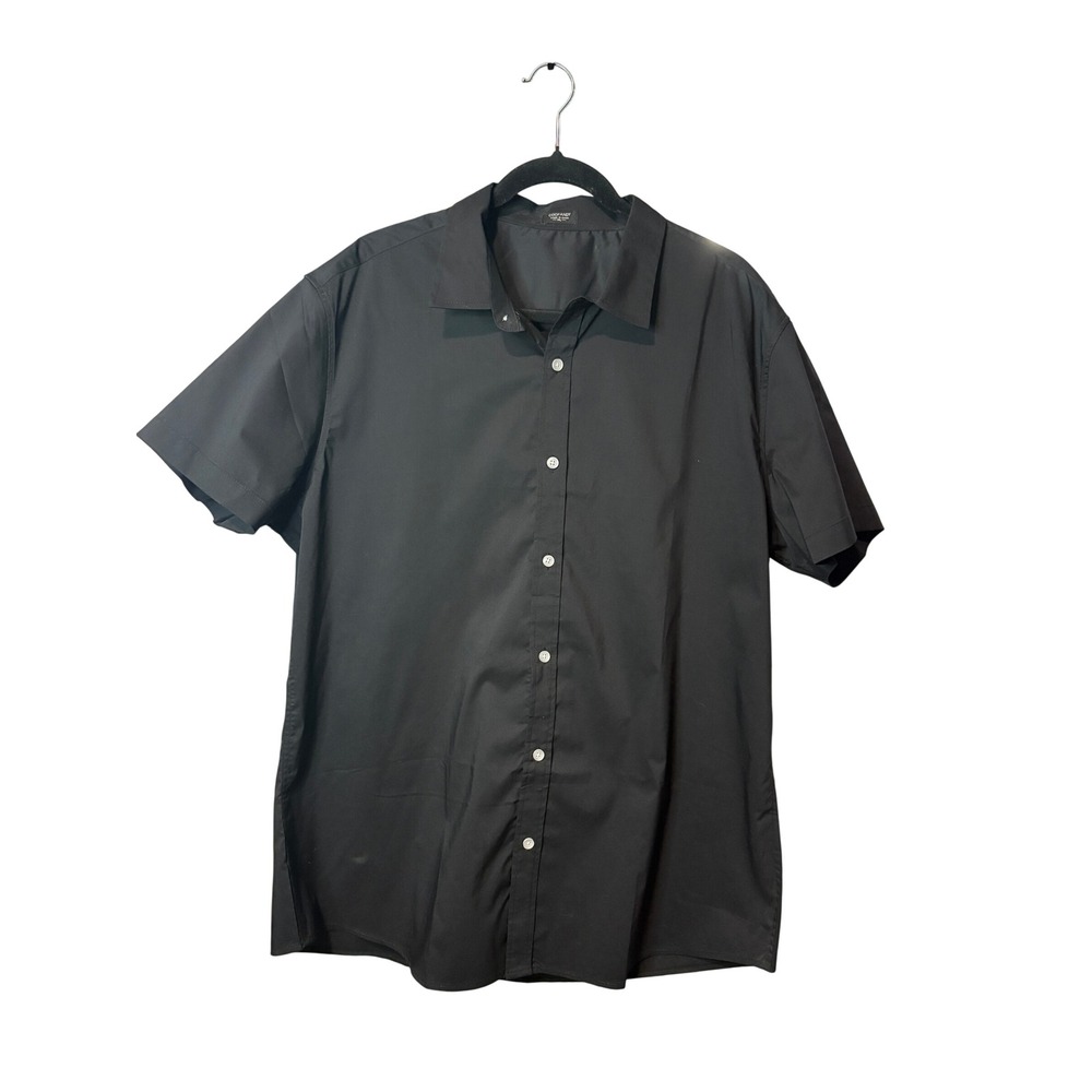 COOFANDY Mens XL Black Short Sleeve Button Down Shirt Stretch Cotton Blend